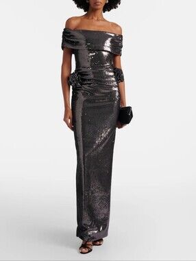 Roland Mouret Embellished floral-appliqué gown